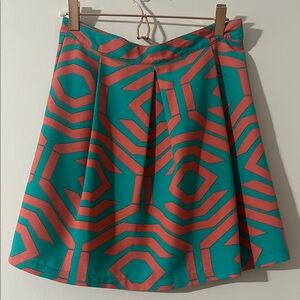 Francesca's Collections Salmon and Blue Mini A-line Skirt